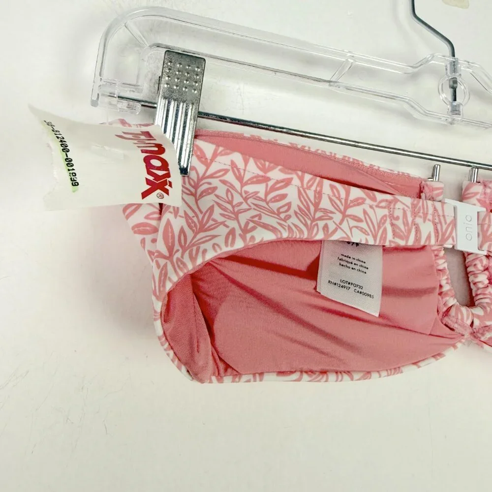 NWOT Onia Genevieve Bikini Top Rosette White Micro Leaves Pink Size Small S NEW - Picture 7 of 11